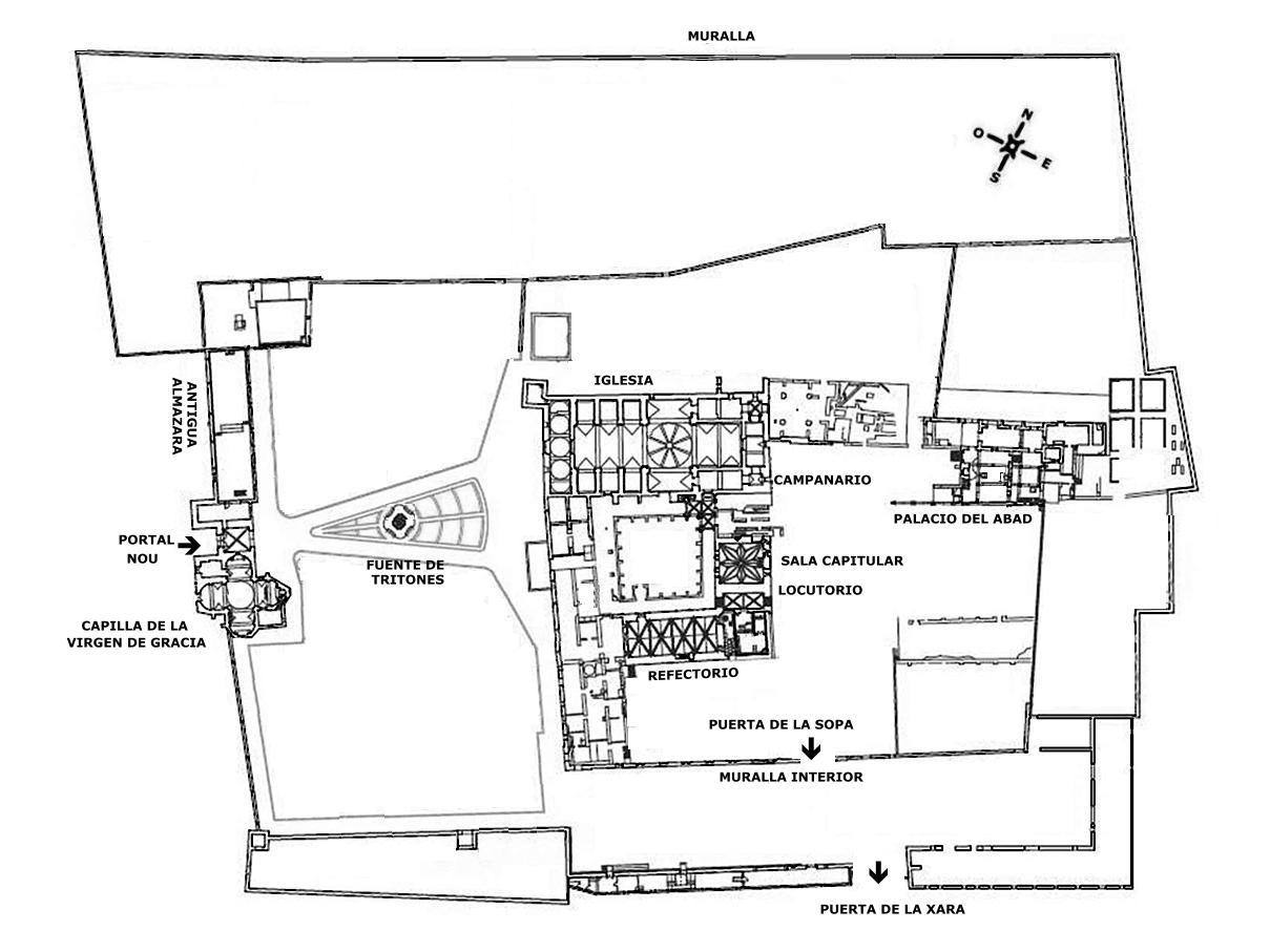 Mapa Edificios Monasterio Santa María de la Valldigna